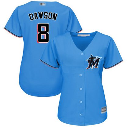 Miami Marlins #8 Andre Dawson Blue Alternate Women's Stitched MLB Jersey