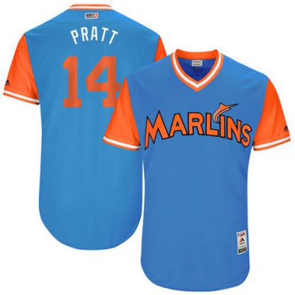 Miami Marlins #14 Martin Prado Blue "Pratt" Players Weekend Authentic Stitched MLB Jersey