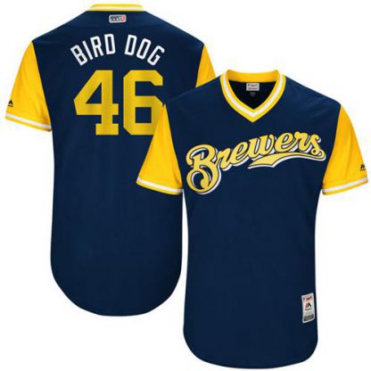 Milwaukee Brewers #46 Corey Knebel Navy "Bird Dog" Players Weekend Authentic Stitched MLB Jersey