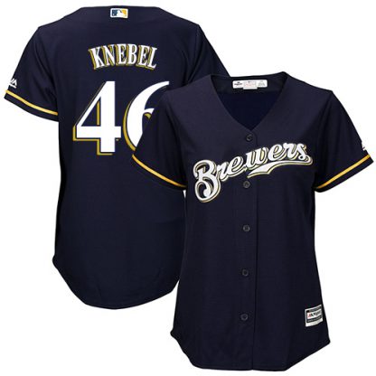 Milwaukee Brewers #46 Corey Knebel Navy Blue Alternate Women's Stitched MLB Jersey