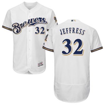 Milwaukee Brewers #32 Jeremy Jeffress White Flexbase Authentic Collection Stitched MLB Jersey