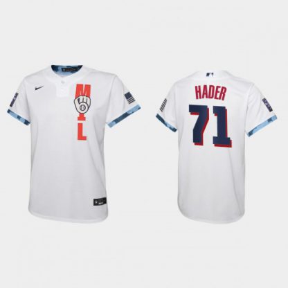 Milwaukee Milwaukee Brewers #71 Josh Hader Youth 2021 Mlb All Star Game White Jersey