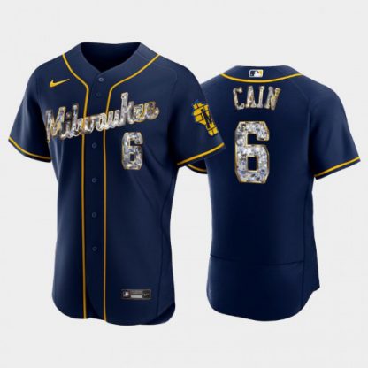 Milwaukee Milwaukee Brewers #6 Lorenzo Cain Men's Nike Diamond Edition MLB Jersey - Navy