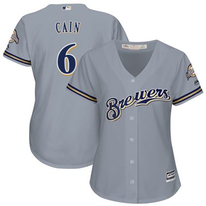 Milwaukee Brewers #6 Lorenzo Cain Grey Road Women's Stitched MLB Jersey