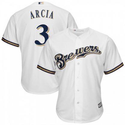 Milwaukee Milwaukee Brewers #3 Orlando Arcia Majestic Cool Base Home Player Jersey White