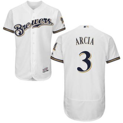 Milwaukee Brewers #3 Orlando Arcia White Flexbase Authentic Collection Stitched MLB Jersey