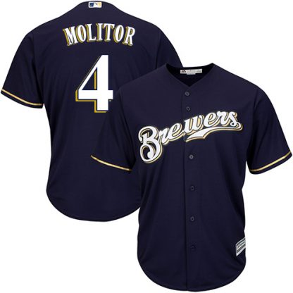 Milwaukee Brewers #4 Paul Molitor Navy blue Cool Base Stitched Youth MLB Jersey