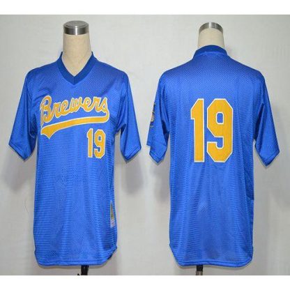 Mitchell And Ness 1991 Milwaukee Brewers #19 Robin Yount Blue Stitched MLB Jersey