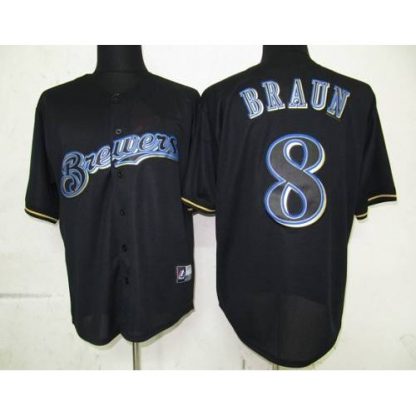 Milwaukee Brewers #8 Ryan Braun Black Fashion Stitched MLB Jersey