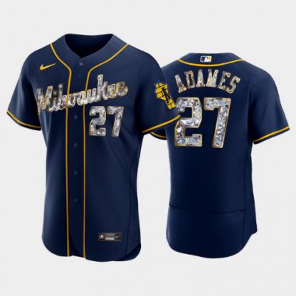 Milwaukee Milwaukee Brewers #27 Willy Adames Men's Nike Diamond Edition MLB Jersey - Navy