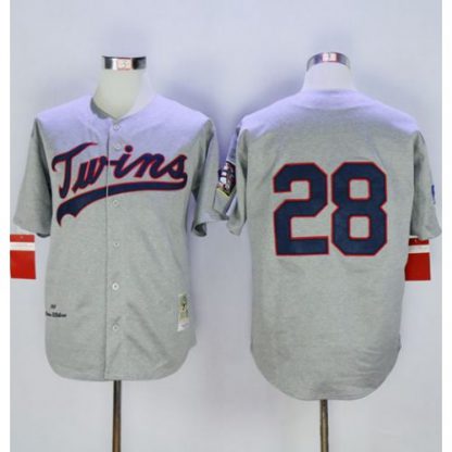 Mitchell And Ness 1969 Minnesota Twins #28 Bert Blyleven Grey Throwback Stitched MLB Jersey