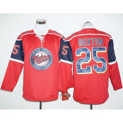 Minnesota Twins #25 Byron Buxton Red Long Sleeve Stitched MLB Jersey