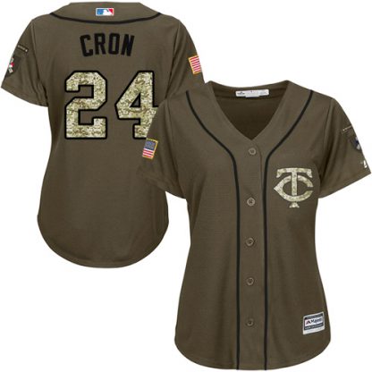 Minnesota Twins #24 C.J. Cron Green Salute to Service Women's Stitched MLB Jersey