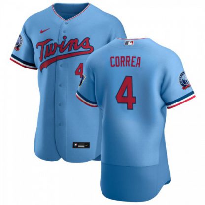 Minnesota Minnesota Twins #4 Carlos Correa Men's Nike Light Blue Alternate 2020 60th Season Authentic Team MLB Jersey