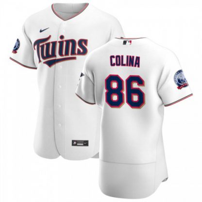 Minnesota Minnesota Twins #86 Edwar Colina Men's Nike White Home 2020 60th Season Authentic Team MLB Jersey