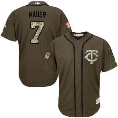Minnesota Twins #7 Joe Mauer Green Salute to Service Stitched Youth MLB Jersey