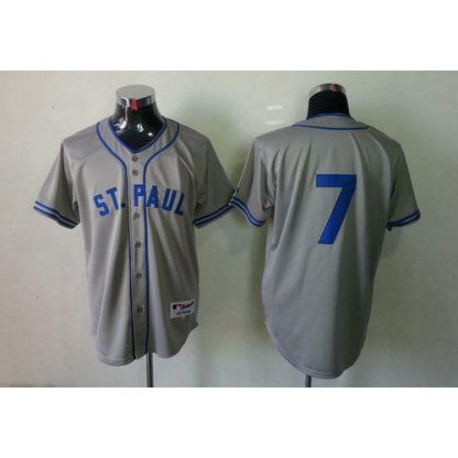 Minnesota Twins #7 Joe Mauer Grey 1948 St. Paul Saints Turn Back The Clock Stitched MLB Jersey