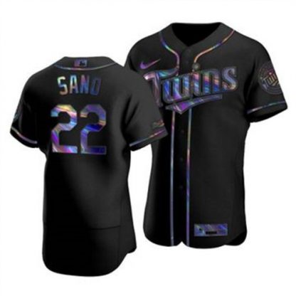 Minnesota Minnesota Twins #22 Miguel Sano Men's Nike Iridescent Holographic Collection MLB Jersey - Black