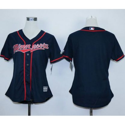 Minnesota Twins Blank Navy Blue Alternate Road Women's Stitched MLB Jersey