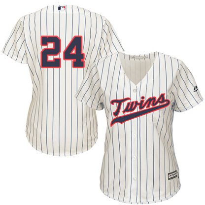 Minnesota Twins #24 Trevor Plouffe Cream Strip Alternate Women's Stitched MLB Jersey