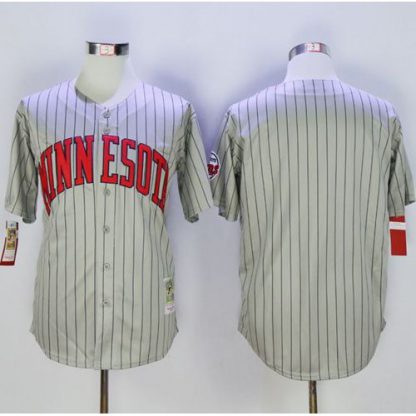 Mitchell And Ness Minnesota Twins Blank Grey Strip Throwback Stitched MLB Jersey