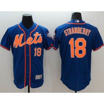 New York Mets #18 Darryl Strawberry Blue Flexbase Authentic Collection Stitched MLB Jersey