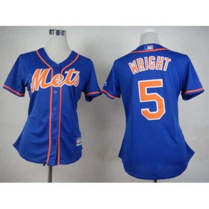 New York Mets #5 David Wright Blue Alternate Women's Stitched MLB Jersey