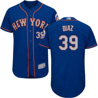 New York Mets #39 Edwin Diaz Blue(Grey NO.) Flexbase Authentic Collection Stitched MLB Jersey
