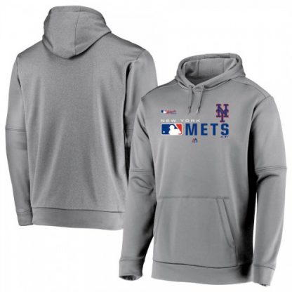 New York New York Mets Majestic Authentic Collection Team Distinction Pullover Hoodie Platinum