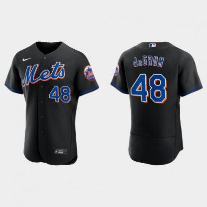 New York New York Mets #48 Jacob deGrom Men's Nike 2022 Authentic Alternate Stitched MLB Jersey - Black