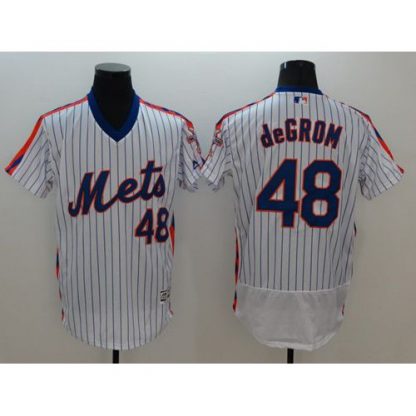 New York Mets #48 Jacob DeGrom White(Blue Strip) Flexbase Authentic Collection Alternate Stitched MLB Jersey