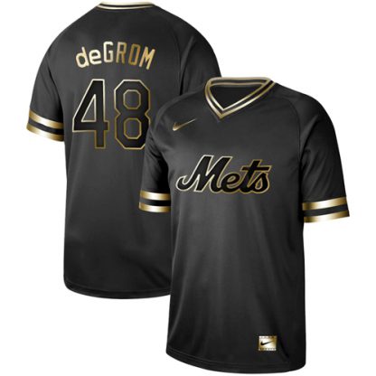 Nike New York Mets #48 Jacob DeGrom Black Gold Authentic Stitched MLB Jersey