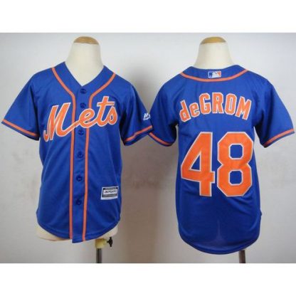 New York Mets #48 Jacob DeGrom Blue Alternate Home Cool Base Stitched Youth MLB Jersey