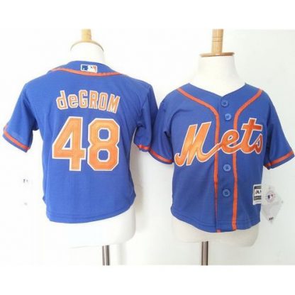 Toddler New York Mets #48 Jacob DeGrom Blue Alternate Home Cool Base Stitched MLB Jersey