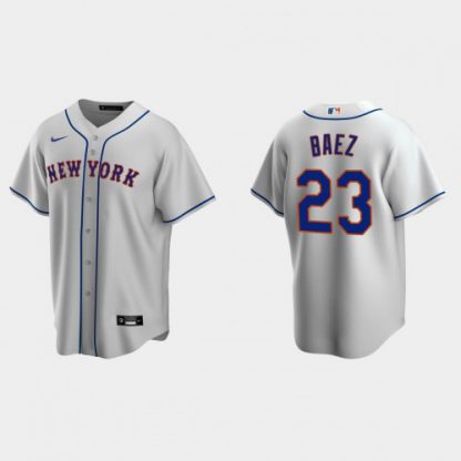 New York New York Mets #23 Javier Baez Men's Nike Gray Road MLB Jersey
