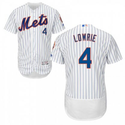 New York New York Mets #4 Jed Lowrie Home Authentic Collection Flex Base White Stitched MLB Jersey
