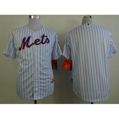 New York Mets Blank White(Blue Strip) Home Cool Base Stitched MLB Jersey