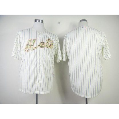 New York Mets Blank Cream(Blue Strip) USMC Cool Base Stitched MLB Jersey