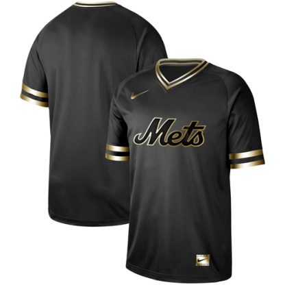 Nike New York Mets Blank Black Gold Authentic Stitched MLB Jersey