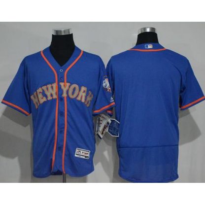 New York Mets Blank Blue(Grey NO.) Flexbase Authentic Collection Stitched MLB Jersey