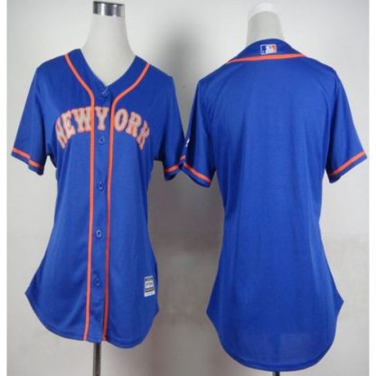 New York Mets Blank Blue Alternate Road Women's Stitched MLB Jersey