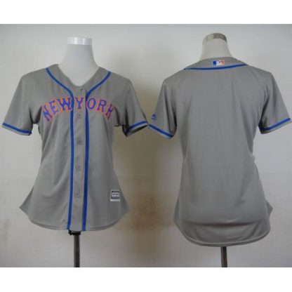 New York Mets Blank Grey Road Women's Stitched MLB Jersey