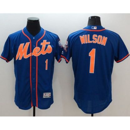 New York Mets #1 Mookie Wilson Blue Flexbase Authentic Collection Stitched MLB Jersey