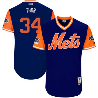 New York Mets #34 Noah Syndergaard Royal "Thor" Players Weekend Authentic Stitched MLB Jersey