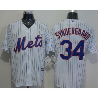 New York Mets #34 Noah Syndergaard White(Blue Strip) New Cool Base Stitched MLB Jersey