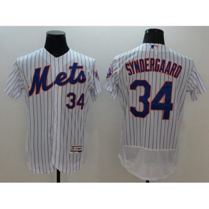 New York Mets #34 Noah Syndergaard White(Blue Strip) Flexbase Authentic Collection Stitched MLB Jersey