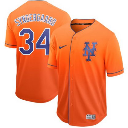Nike New York Mets #34 Noah Syndergaard Orange Fade Authentic Stitched MLB Jersey