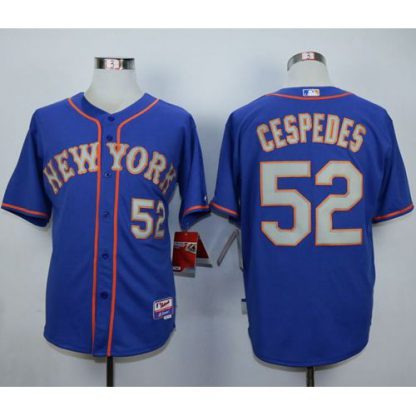 New York Mets #52 Yoenis Cespedes Blue(Grey NO.) Alternate Road Cool Base Stitched MLB Jersey