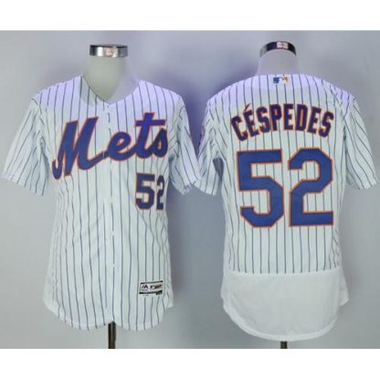 New York Mets #52 Yoenis Cespedes White(Blue Strip) Flexbase Authentic Collection Stitched MLB Jersey