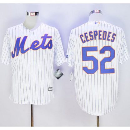 New York Mets #52 Yoenis Cespedes White(Blue Strip) New Cool Base Stitched MLB Jersey